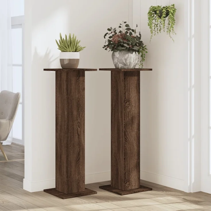 vidaXL Pflanzenständer 2 Stk. Eichen-Optik 30x30x95 cm Holzwerkstoff 3307879 – Bild 2