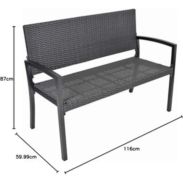 'SANREMO' Parkbank, Aluminium / Kunststoffgeflecht, Schwarz, 87 x 60 x 116 cm – Bild 2