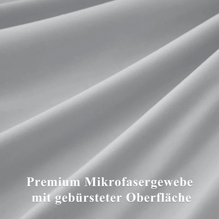 Bettwäsche Set 135x200cm 4tlg Hellgrau Mikrofaser Reißverschluss – Bild 7