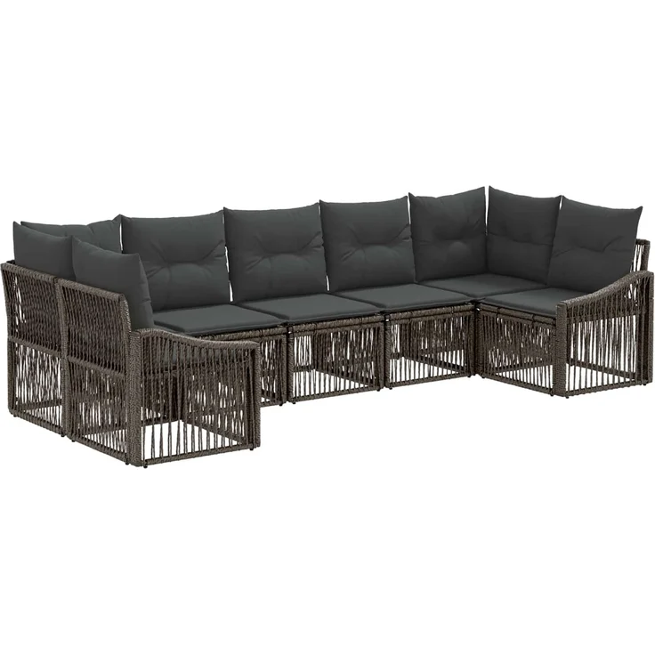 vidaXL Gartensofa-set 7 stk. 7-Sitzanzahl Grau Poly-Rattan 3436106 – Bild 2