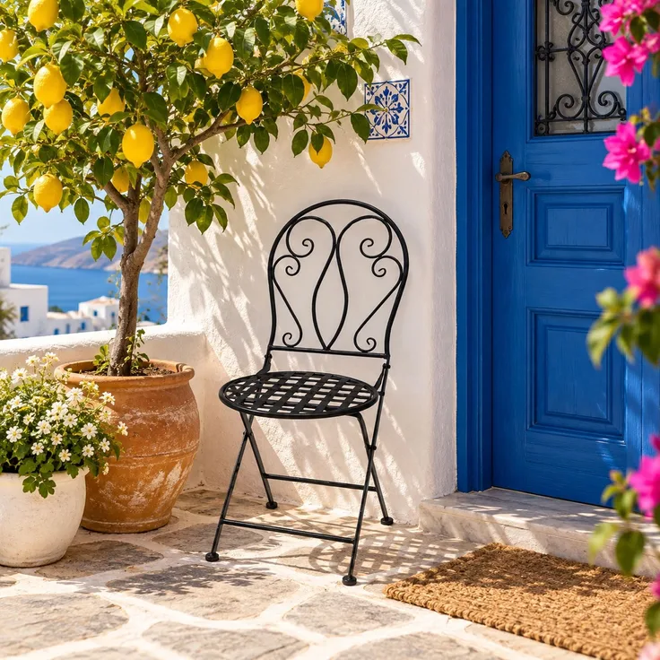Eisen Klappstuhl Gartenstuhl Mosaikstuhl mediterranes Design