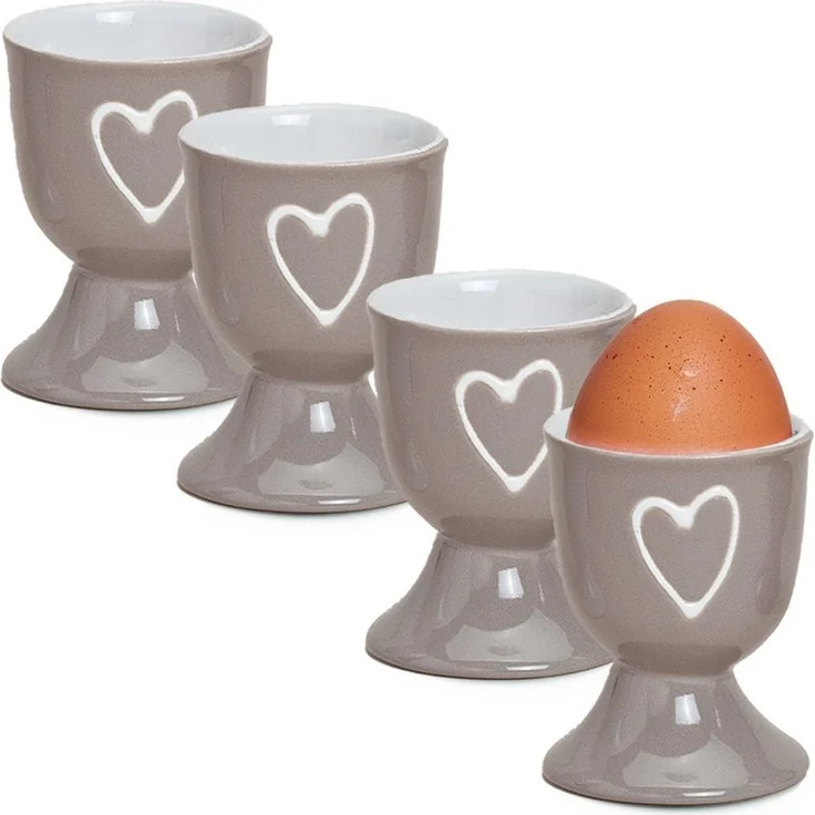 matches21 HOME & HOBBY Eierbecher, (4-tlg), Runde Keramik Ei-Halter als lustige Frühstücks-Eier Tisch-Deko – Bild 5
