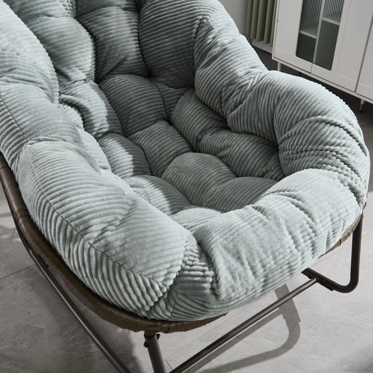 LVHOM Schaukelstuhl mit gepolstertem Kissen, Rattanstuhl mit Stahlrahmen, Lounge Sessel, Schaukelsessel, 1 St, für Balkon/Garten/Wohnzimmer/Schlafzimmer – Bild 8