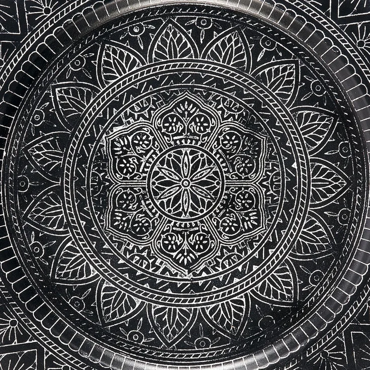 Marrakesch Orient & Mediterran Interior Dekotablett Orientalisches Orient Tablett Teetablett Manar Schwarz, Handarbeit – Bild 3