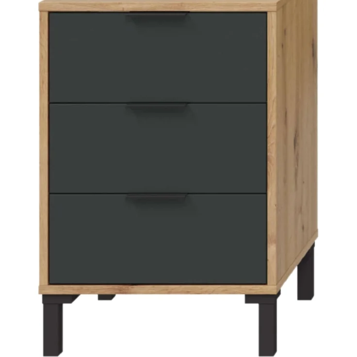 Habitdesign, modernes Kopfteil mit 2 Nachttischen und 6 Schubladen für Doppelbett, Schlafzimmer-Set in Eiche Nodi & Anthrazit, viel Stauraum, Maße: 240 x 74 x 33 cm (B x H x T), Modell Enzo – Bild 3