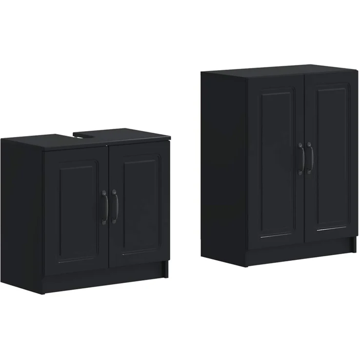 vidaXL 2-teiliges Badezimmer Schrank Set UTRECHT Schwarz Holzwerkstoff 3417649 – Bild 1