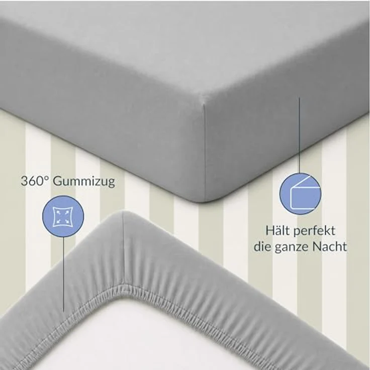 Twinzen Spannbettlaken 200x200 cm - 100% Jersey Baumwolle, Grau - Oeko-Tex zertifiziert, pflegeleicht und bügelfrei – Bild 5