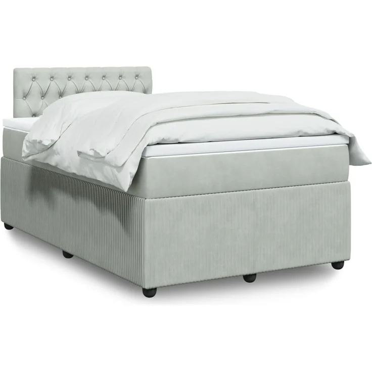 vidaXL Boxspringbett mit Matratze Hellgrau 120x200 cm Samt 3287716 – Bild 1