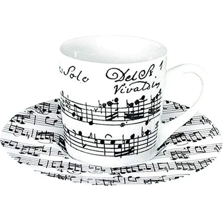 Könitz Vivaldi Libretto Weiß Espresso Set, 2-tlg, Espresso Tasse, Becher, Porzellan, 85 ml, 11 5 053 1890