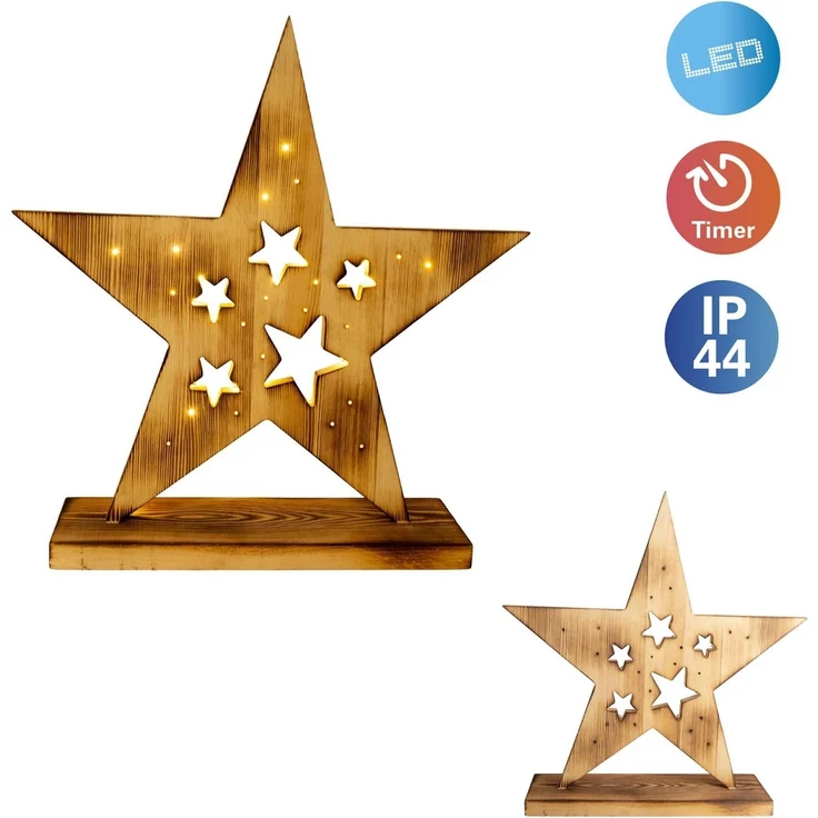 Weihnachtsstern Beleuchtet Holz Stern LED Weihnachtsbeleuchtung Außen 5270327 – Bild 6