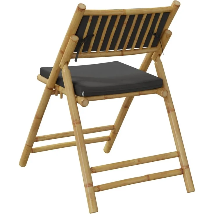 vidaXL Bistrostühle 6 Stk. Klappbar mit Dunkelgrauen Kissen Bambus 3208926 – Bild 5