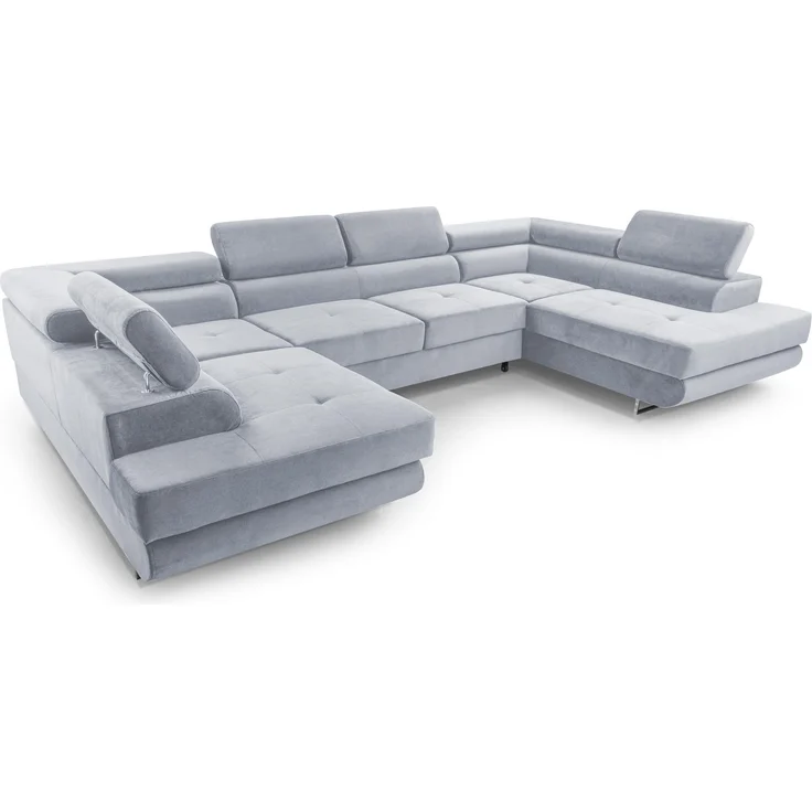 AX LIVING Arborio U Form Schlafsofa mit Kopfstütze Sofa Hellgrau 352cm – Bild 1