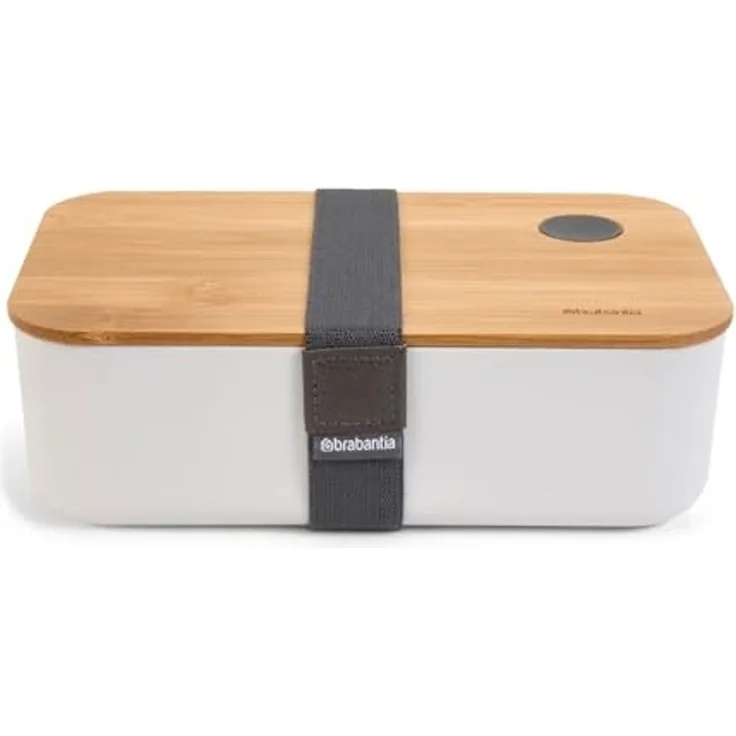 HAC24 Lunchbox Brotdose Vesperdose Brotbox 1200 ml, Polypropylen, (1-tlg), mit Bambus Deckel 19,5 x 11,5 x 5,5 cm