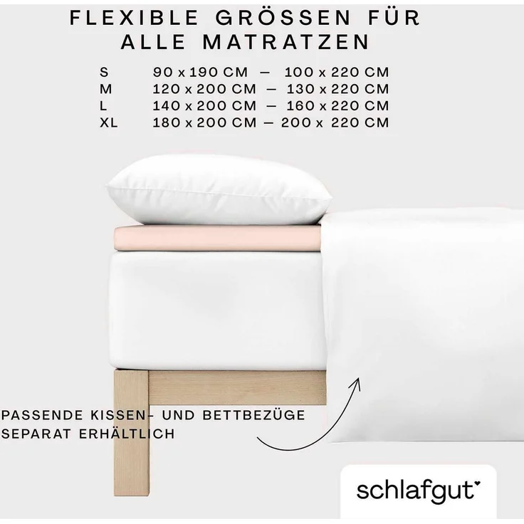 Schlafgut 'PURE TOPPER' Spannbettlaken, für Topper bis 10 cm Höhe, Red Light, S 90x190 cm - 100x220 cm, 100% Bio-Baumwolle – Bild 3