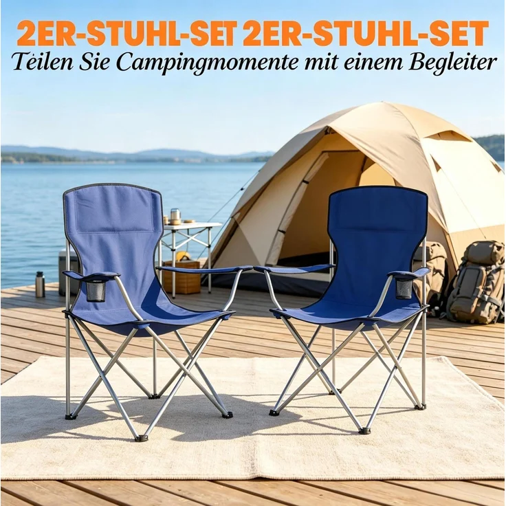 Campingstuhl 88 x 57 x 97 cm, 2er-Set mit Getränkehalter und Tragetaschen, klappbar – Bild 6