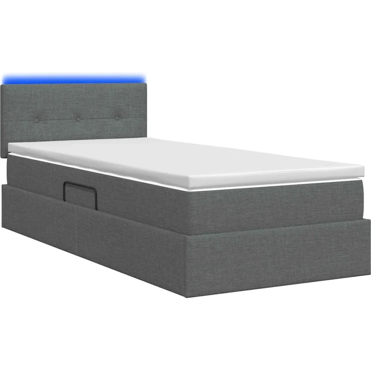 vidaXL LED-Speicherbett mit Matratze Dunkelgrau 90 x 200 cm Stoff 3459037 – Bild 9