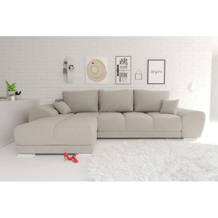 99rooms Antalya Ecksofa Strukturstoff NEVE Beige mit Schlaffunktion – Bild 5