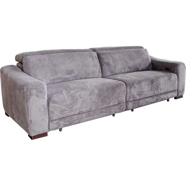 KAWOLA Sofa KIANA Cordsofa mit Sitzvorzug – Kopfstütze verstellbar, Bequemes Relaxsofa – Cord Bezug – elektrisch verstellbar, extra tief
