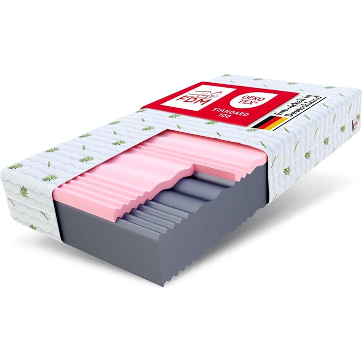 FDM Matratze 1800x200 cm Härtegrad H3 H4 Höhe 24 cm Kaltschaummatratze HR-Schaum Visco-Schaum 7 Komfortzonen mit Hypoallergenem Waschbarem Aloe Vera Bezug Oeko-Tex Lunera Max Double
