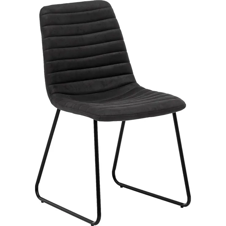 2er Set Stuhl Milton Stoff grau Metall schwarz