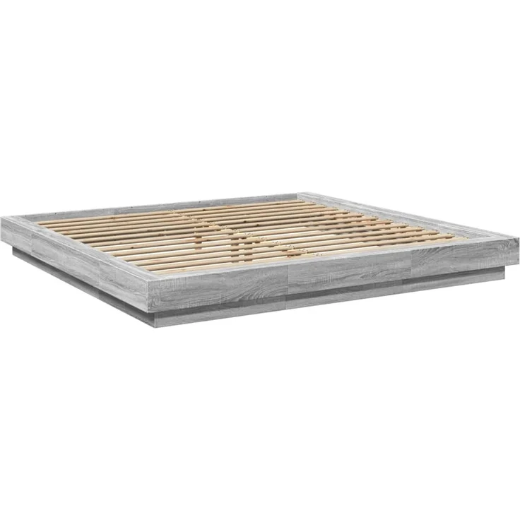 vidaXL Bettgestell Grau Sonoma 200x200 cm Holzwerkstoff 3281166 – Bild 3