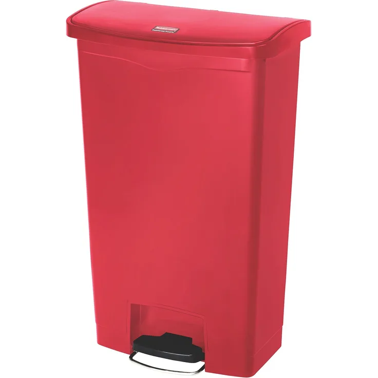 Rubbermaid Commercial Products Slim Jim 1883568 68 Litre Front Step Step-On Resin Wastebasket - Red