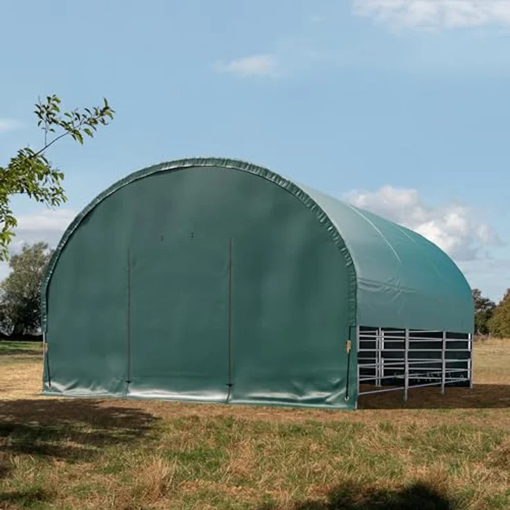 TOOLPORT Weidezelt 6x6 m, PVC Plane 2300 Newton, wetterfester Unterstand für Pferde, grün, für Betonuntergrund – Bild 3