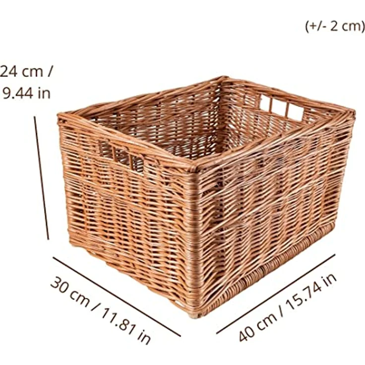 Creative Home Holzkiste Weidenkorb Aufbewahrungskorb, Handgeflochten, Haltbar (1 St), Korb Geflochten Naturkorb mit Griffen Aufbewahrung – Bild 4