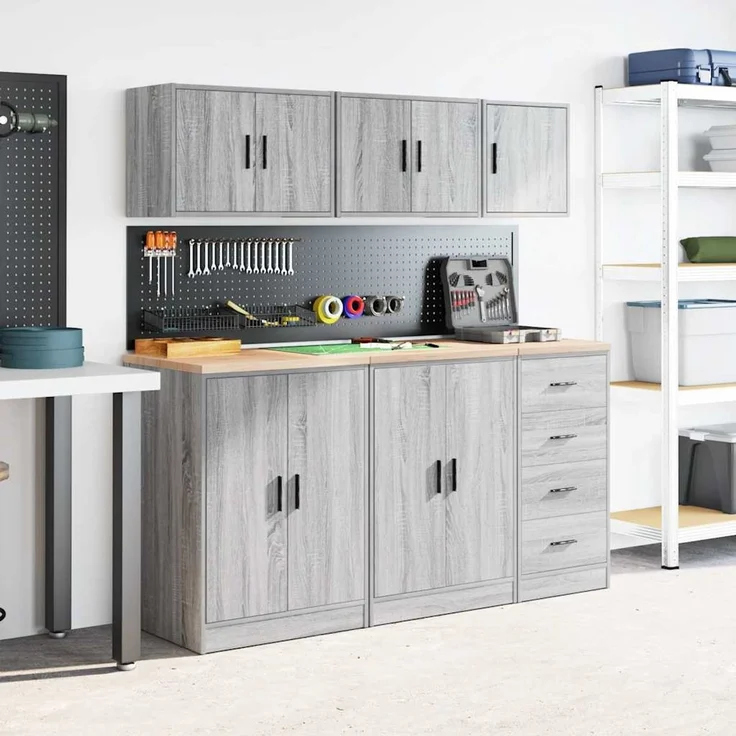 vidaXL Garagen-Wandschrank Grau Sonoma Holzwerkstoff 860635 – Bild 4