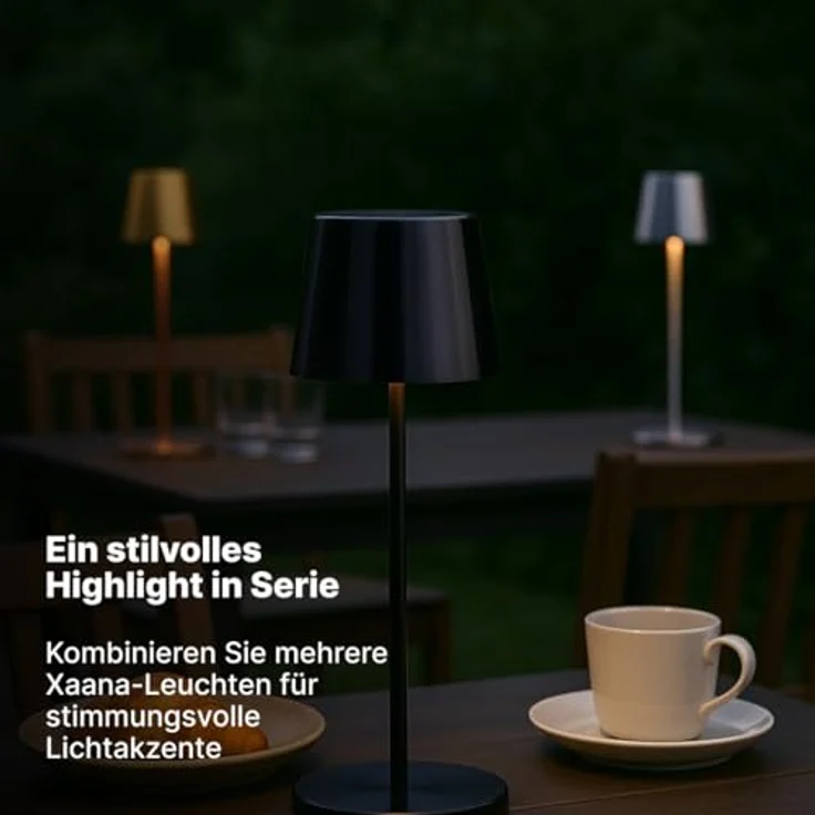 Brilliant Xaana LED-Tischlampe, Höhenverstellbar, touch dimmer stufenlos, IP44 spritzwassergeschützt, USB aufladbar, Schwarz verchromt, 37 cm hoch, für Innen- und Außenbereich – Bild 8