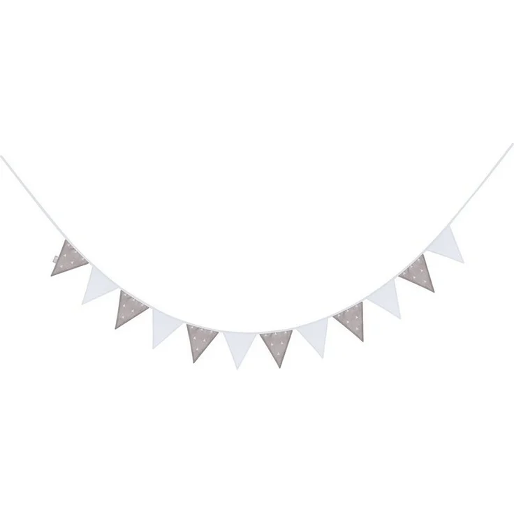 roba Wimpelkette 'Little Stars' - 12 Wimpel (2 m) - Länge der Kette 3 m - Grau / Weiß – Bild 2