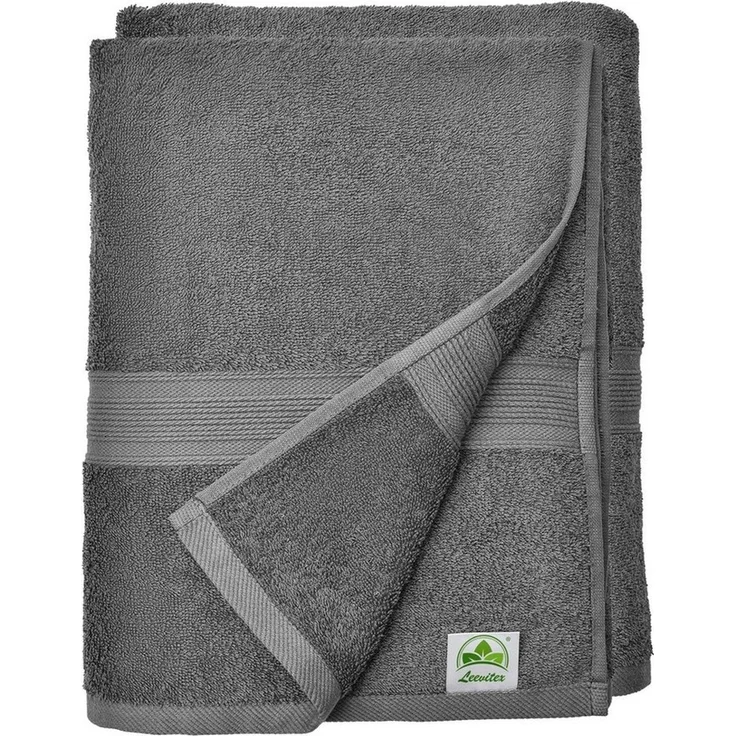leevitex® Saunatuch Frottee XXL, (2-St), 80 x 200 cm, extra groß & saugfähig, Anthrazit/Grau – Bild 1