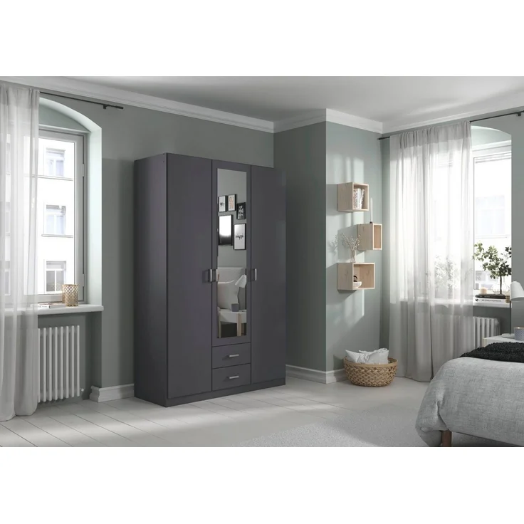 rauch Kleiderschrank Schrank Garderobe Mehrzweckschrank Schlafzimmer Ankleide Möbel GAMMA (in 3 Ausstattungen BASIC/CLASSIC/PREMIUM (inkl. SOFT-CLOSE-Funktion) Graumetallic, 136 cm breit, 2 Schubladen MADE IN GERMANY – Bild 2