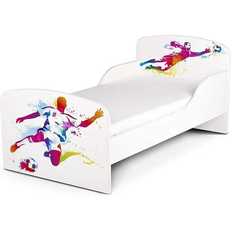 Leomark Kinderbett 70x140 cm, Football, mit Matratze und Lattenrost