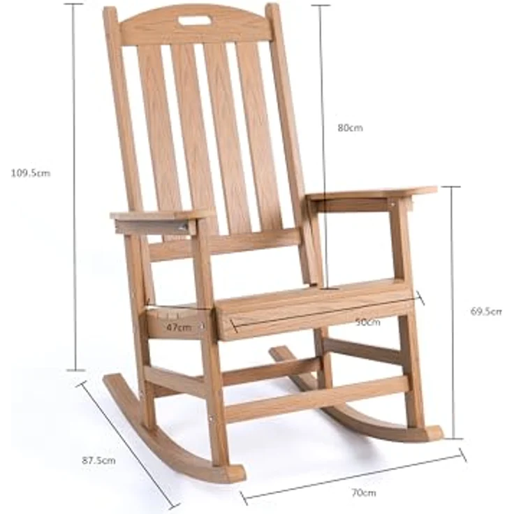 Heavy Duty Weather Resistant HIPS Porch Rocking Chair for Outdoor & Indoor Use (Teak Color) – Bild 3