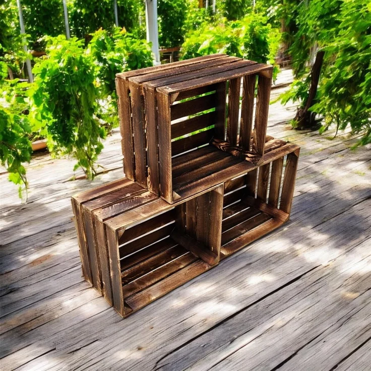Obstkisten Geflammt Neu Dunkel 50 x 40 x 30cm 3 X – Bild 5
