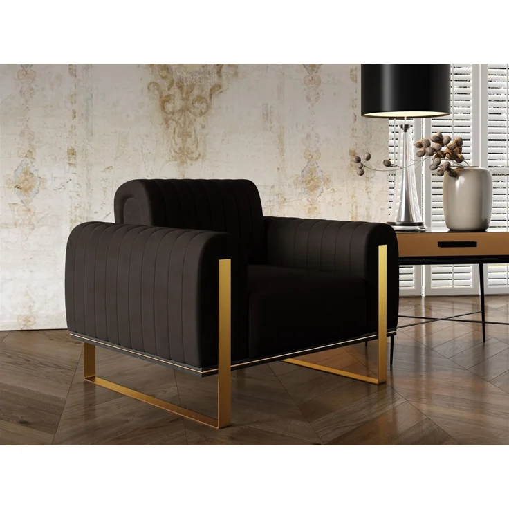 Sessel Designersessel VALERIE in Stoff Elisa Velvet Schwarz – Bild 1