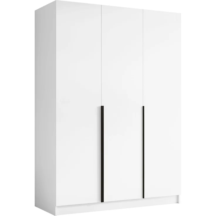 Mirjan24 'Cikzori' Kleiderschrank mit Einlegeböden und Kleiderstange, 3-türig, Laminatplatte, 215 x 58 x 150 cm, Weiß / Schwarz, ohne Spiegel – Bild 1