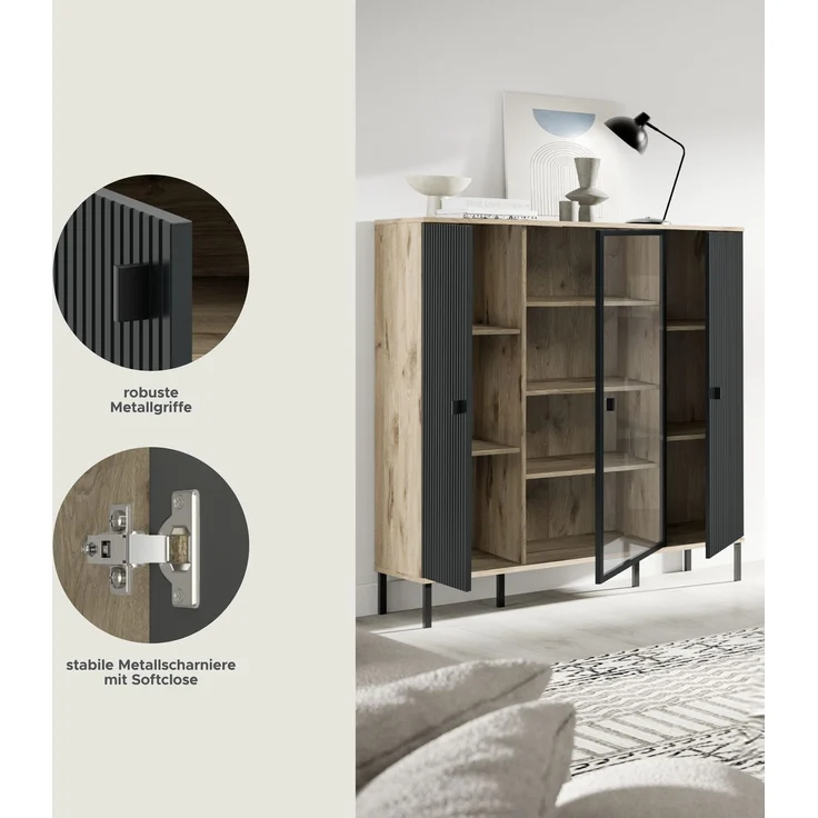 Chess Highboard in schwarz tiefzieh – Bild 7