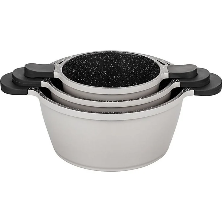 Mulex Topf-Set HAPPINESS GREYLINE Topfset 6tlg, Aluguss – Bild 2