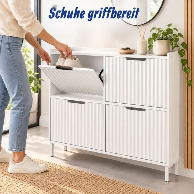 Relaxdays Schuhkipper geriffelt mit 4 Fächern – Bild 3