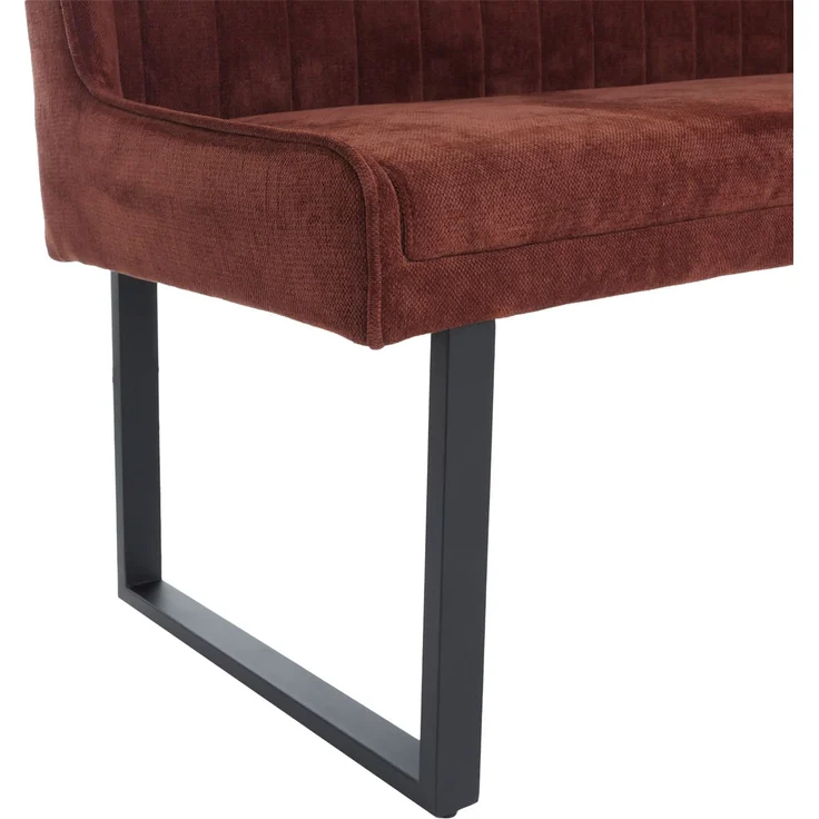 Eckbank HWC-O82, Esszimmerbank Bank, Öko-Tex (310g/m²) Chenille Stoff/Textil Metall 159x210 cm ~ rot – Bild 6