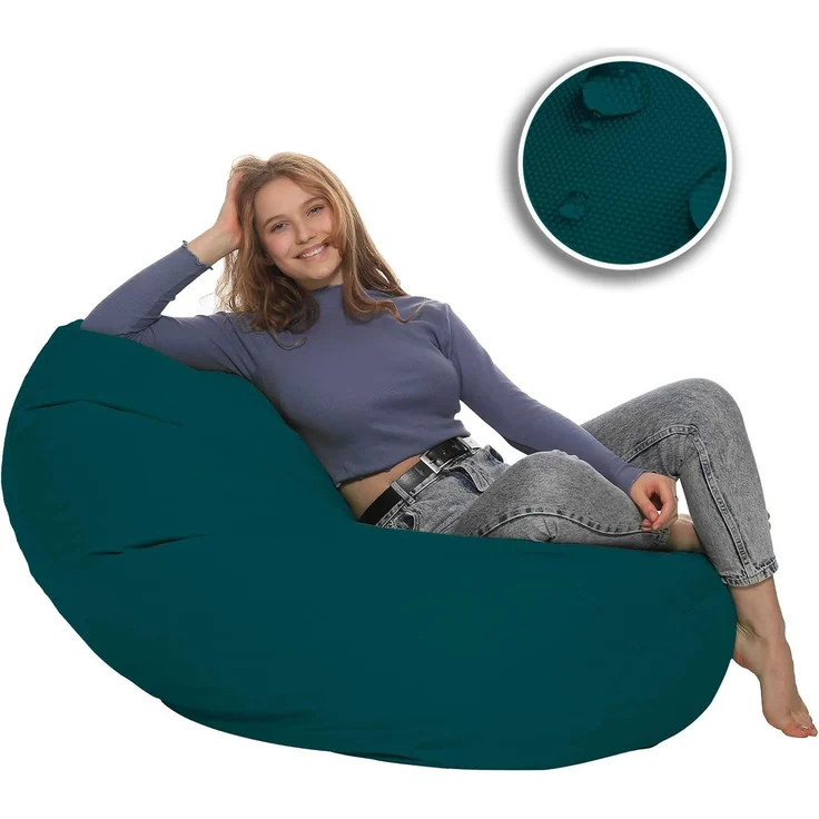 HomeIdeal - Sitzsack XXL Bodenkissen für Erwachsene & Kinder - Geeignet für Gaming oder Entspannen - Indoor wie Outdoor da er Wasserfest ist - mit EPS Perlen, Farbe:Petrol, Größe:XXXL – Bild 10
