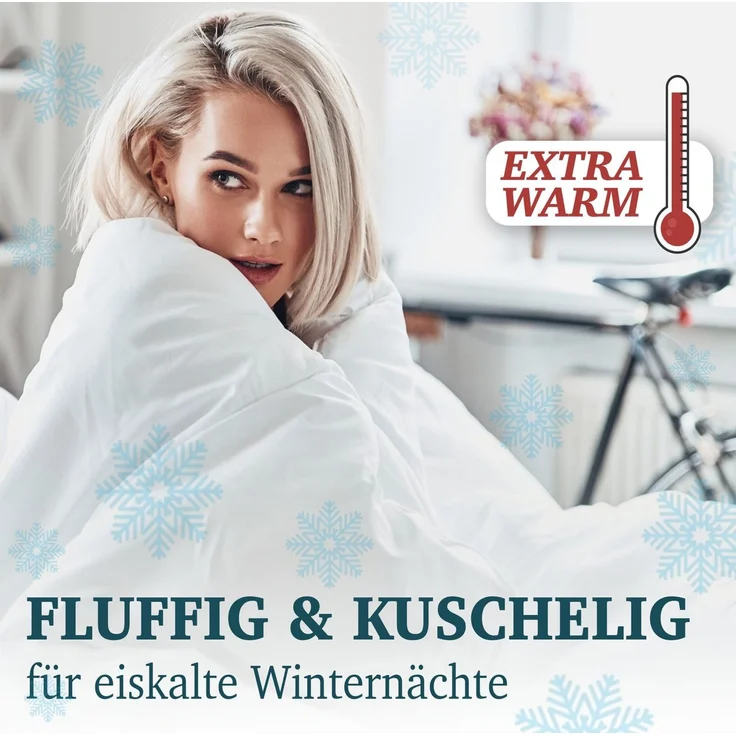 KNERST Federbettdecke Federbettdecke Winter mit Daunen & Federn, Füllung: 90% Federn und 10% Daunen, Baumwollbezug, gleichmäßige Wärmeverteilung, Kassetten Federbett – Bild 2