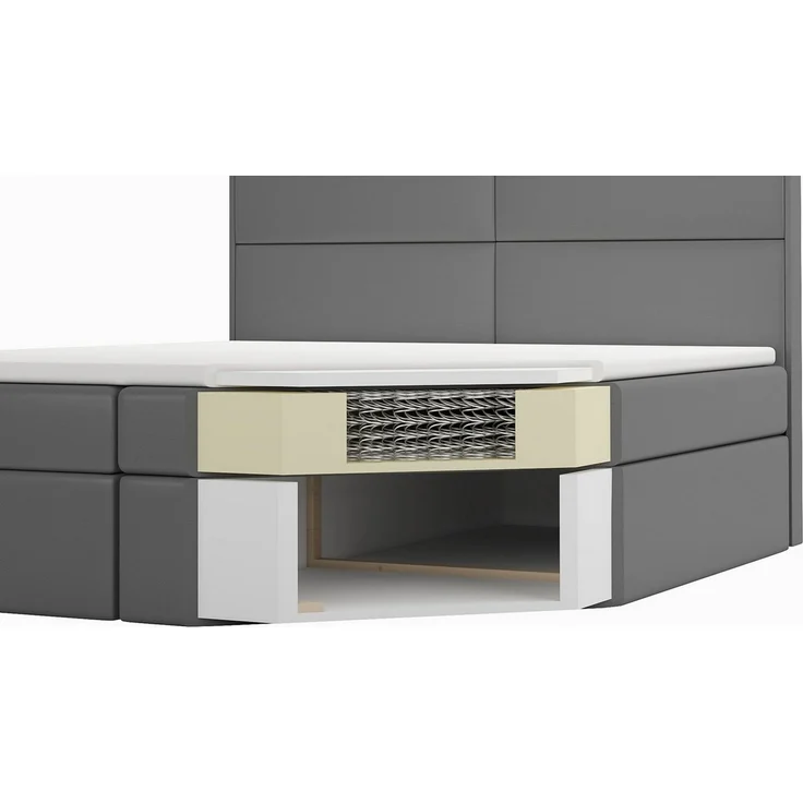 A&J MöbelLand GmbH Boxspringbett HOPP mit Bettkasten, Topper und gepolstertem Kopfteil. (Boxspringbett mit Bettkasten und gepolstertem Kopfteil. Inclusive Topper !, TOP ANGEBOT), Länge 208cm Höhe 106 cm – Bild 4