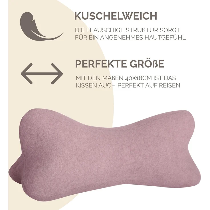 Original Dr. Berger Velours-Fleece Leseknochen Altrosa 40 x 18 cm – Bild 4