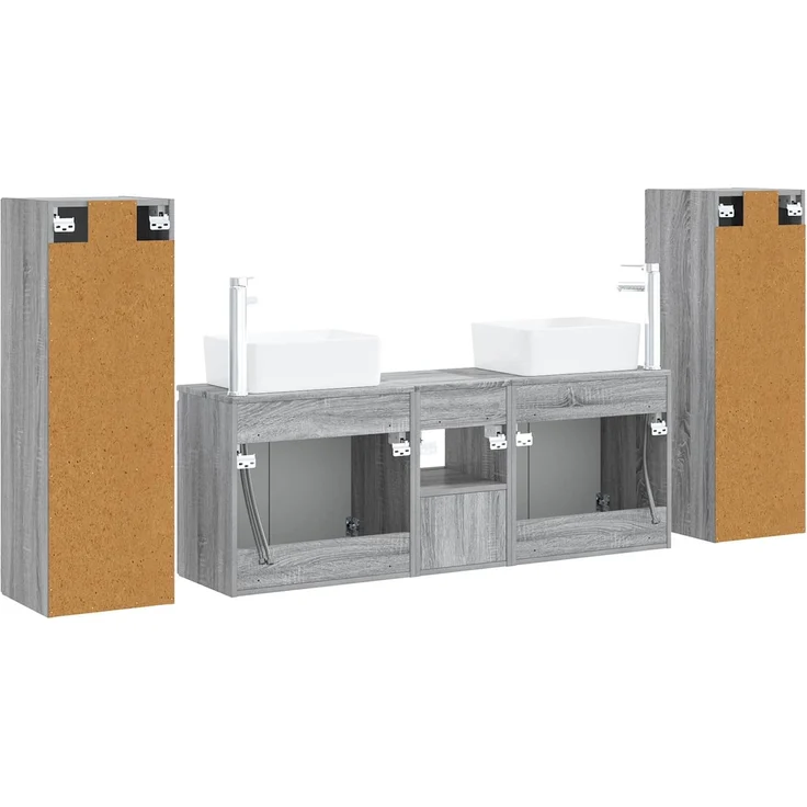 vidaXL Badezimmerschrank-Set 5 stk. Grau Sonoma 136 x 35 x 80 cm 3405999 – Bild 7