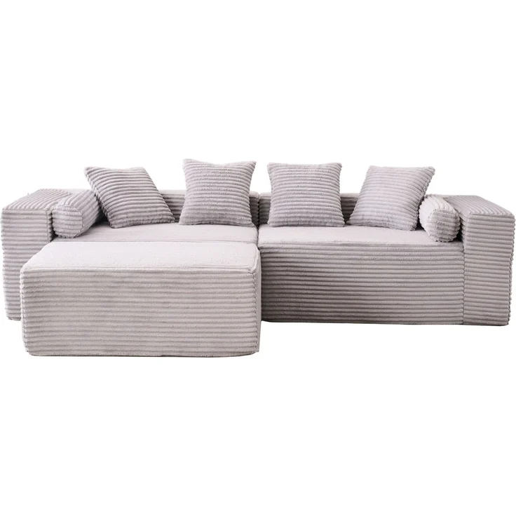Modulares Ecksofa mit Chaiselongue, 3-teilig, 217x110x60,01 cm, Grau – Bild 4