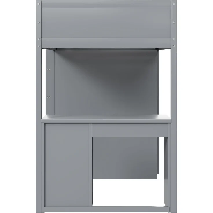 Hochbett 90x200 cm mit Aufbewahrung und Schreibtisch – modulares Massivholz-Design,Grau,platzsparend – Bild 9