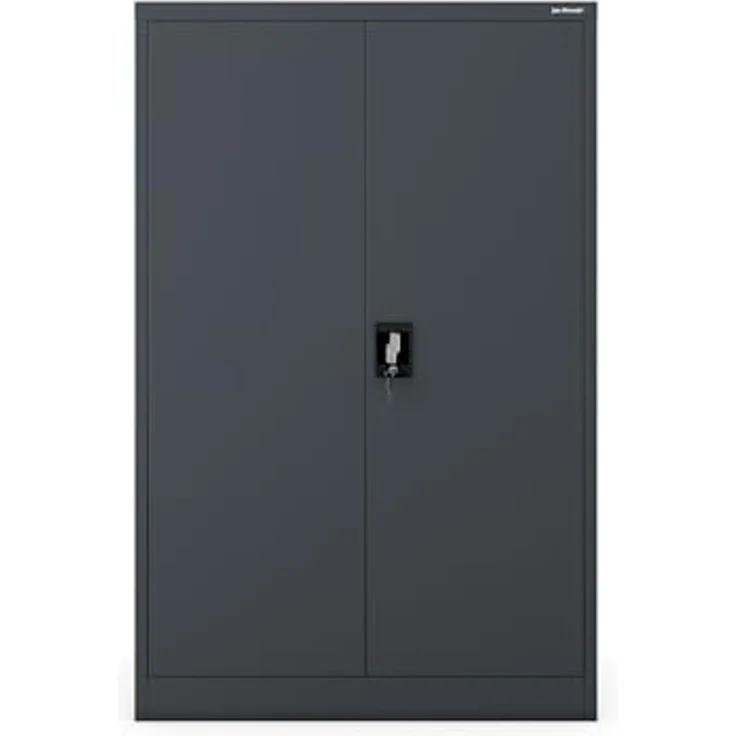 Jan Nowak Aktenschrank C001K Metallschrank Büroschrank Werkzeugschrank 3 Fachböden Stahlblech Flügeltüren Pulverbeschichtung 140 cm x 90 cm x 40 cm (Anthrazit) – Bild 7